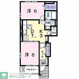 フォレストVI 1階2DKの間取り