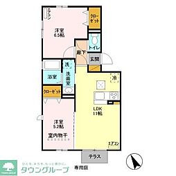 ベルメゾンちはら 1階2LDKの間取り