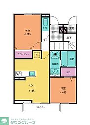 グリーンパレス 1階2LDKの間取り