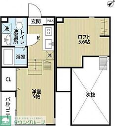 パーリッシィ稲毛 1階ワンルームの間取り