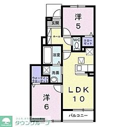 JR総武本線 稲毛駅 バス21分 千葉北高校下車 徒歩7分の賃貸アパート 1階2LDKの間取り