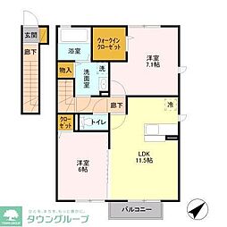 ラソラーナ 2階2LDKの間取り