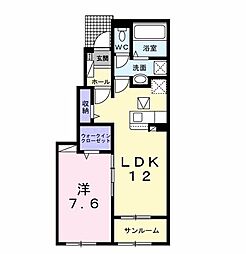 アリビオＢ 1階1LDKの間取り