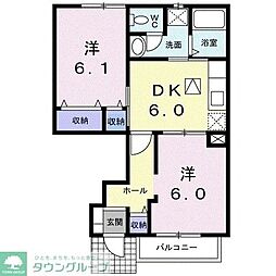 ドルフィン21 1階2DKの間取り