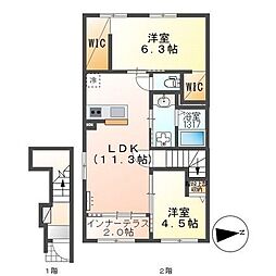 Ｃｏｌｚａ（コルザ） 2階2LDKの間取り