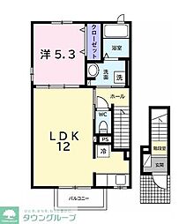 チャコール 2階1LDKの間取り