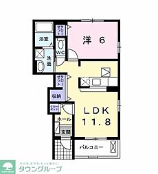 エピナールＤ 1階1LDKの間取り