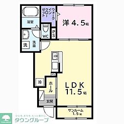 エレガンスロワイエ 1階1LDKの間取り