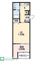 VAU house青葉の森 1階1LDKの間取り