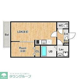 ジーメゾン千葉村田町エベッラ 1LDKの間取図画像