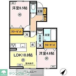 千葉市緑区誉田町1丁目アパート 2LDKの間取図画像