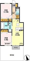 サウスヒルズ3 2LDKの間取図画像