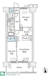 スカイグランデ津田沼 2LDKの間取図画像