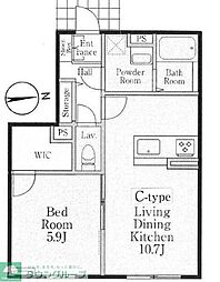 AlflatL.B 1LDKの間取図画像