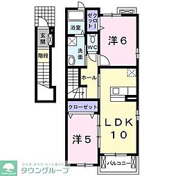 アルカンシエル市原E 2LDKの間取図画像