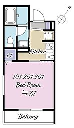 グランベスト本千葉 1Kの間取図画像