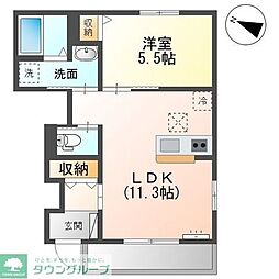 マルベリーガーデン 1LDKの間取図画像