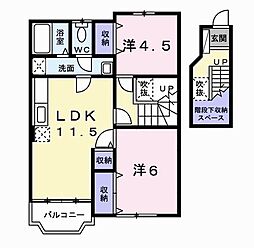 ニューブランパレス2 2LDKの間取図画像