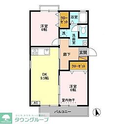 ウィステリアおゆみ野A 2DKの間取図画像