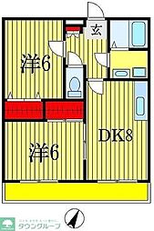 パナタウン白旗2 2DKの間取図画像