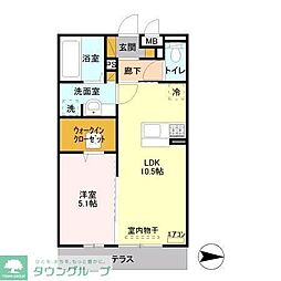 ディアコート鹿放ヶ丘 1LDKの間取図画像