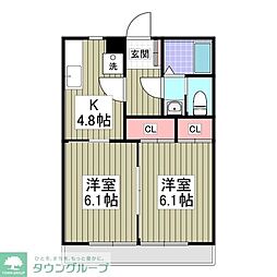 コーポメイプルA 2DKの間取図画像