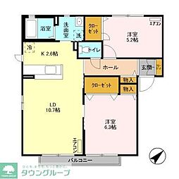 エバーグリーン九番館 2LDKの間取図画像