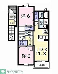 ブライド・ハウスA 2LDKの間取図画像