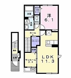 ソレイユ.F 1LDKの間取図画像