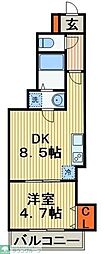 アンブラッセ要町 1DKの間取図画像