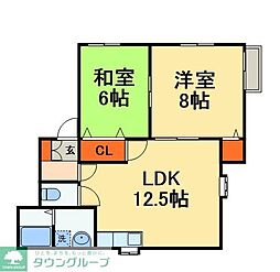 ウインストン浜野 2LDKの間取図画像