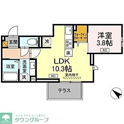 (仮称)D-ROOM神明町II A A 1LDKの間取図画像