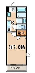 レッドコート 1Kの間取図画像