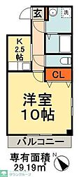 パークサイドヒルズ 1Kの間取図画像