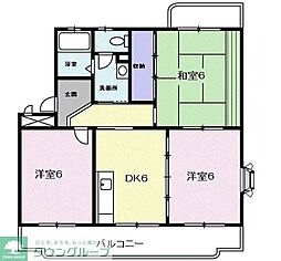 クレセントフジB 3DKの間取図画像
