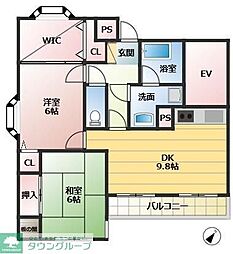 ベルレール小倉台弐番館 2SDKの間取図画像