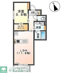リゾーマおゆみ野 1LDKの間取図画像