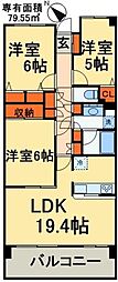 リーベスト西千葉 2SLDKの間取図画像