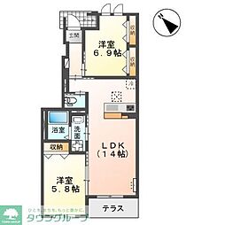 あすみが丘パレス 2LDKの間取図画像
