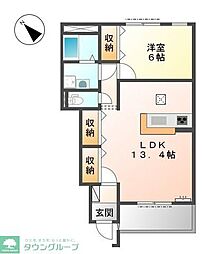 レイクビレッヂ2 1LDKの間取図画像
