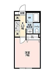 千葉市稲毛区穴川2丁目アパート 1Kの間取図画像