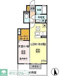 ミルグレーヌB 1LDKの間取図画像