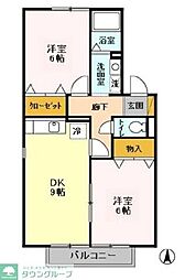 フローラ春 2DKの間取図画像
