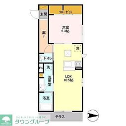 ディアコート鹿放ヶ丘 1LDKの間取図画像
