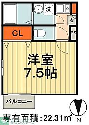 フレシールヴィラ 1Kの間取図画像