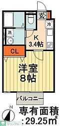 グランモア登戸弐番館 1Kの間取図画像