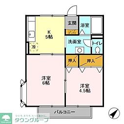 ドミール西都賀 2Kの間取図画像