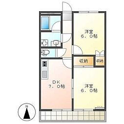 ファインパーク2 2DKの間取図画像