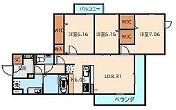 ルミナス 3LDKの間取図画像