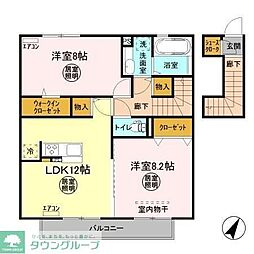 フェリスB 2LDKの間取図画像